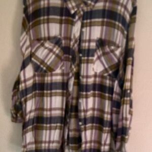 a.n.a Purple Plaid Blouse